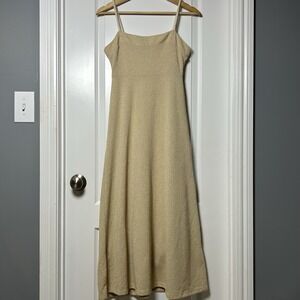 Free People Sand Textured Knit Rope Strap Midi Dress Italian Summer Resort Style